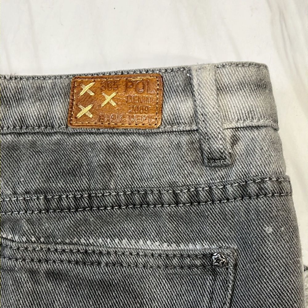 POL | Anthropologie Jeans Pol Ruffle Side Crochet Trim Mid Rise Cropped Gray M - Picture 12 of 12